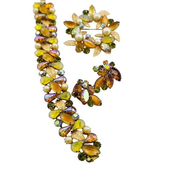 Stunning Signed Kramer Of Ny Molded Glass Parure (A7915) - Picture 4 of 11